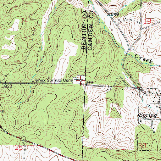Topographic Map of Climax Springs Cemetery, MO