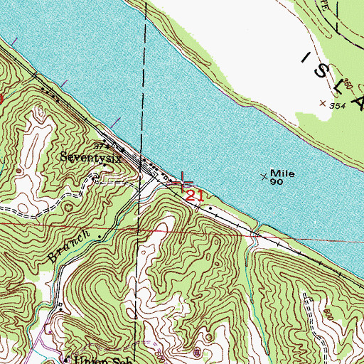 Topographic Map of Clines Branch, MO