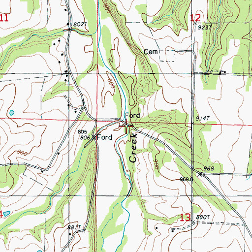 Topographic Map of Clinkingbeard Creek, MO