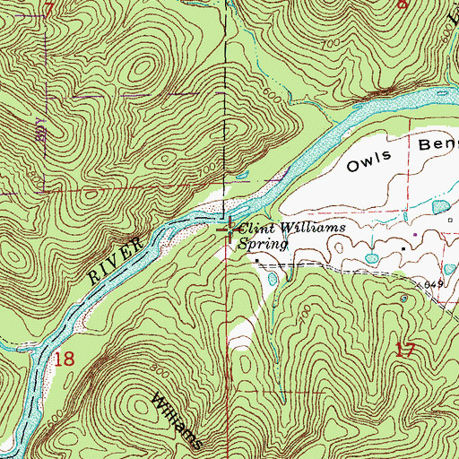 Topographic Map of Clint Williams Spring, MO