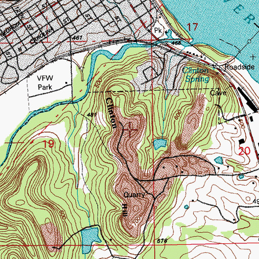 Topographic Map of Clinton Hill, MO