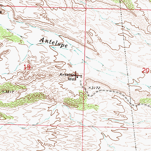 Topographic Map of Antelope Well, AZ