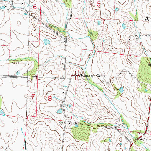 Topographic Map of Clippard Cemetery, MO