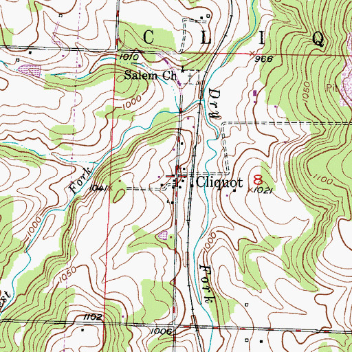 Topographic Map of Cliquot, MO