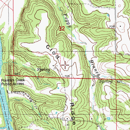 Topographic Map of Clod Ridge, MO