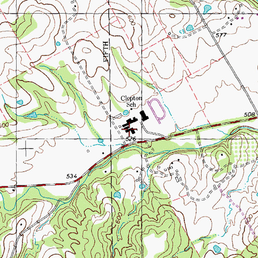 Topographic Map of Malvern B. Clopton Elementary School, MO
