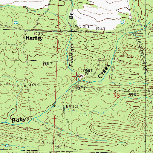 Topographic Map of Faulkner Branch, AR