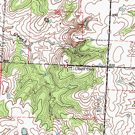 Topographic Map of Cloud Cemetery, MO