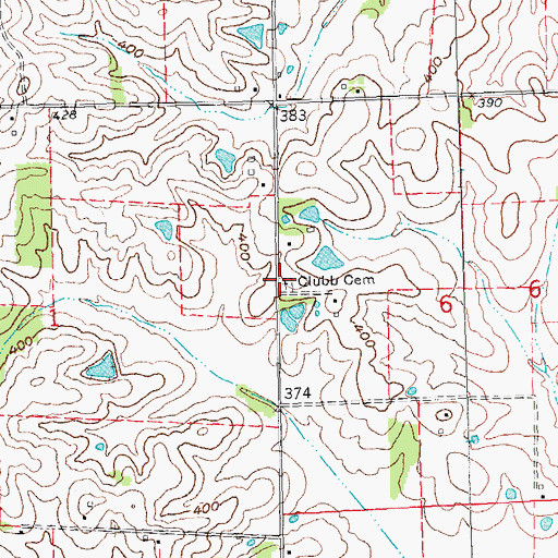 Topographic Map of Clubb Cemetery, MO