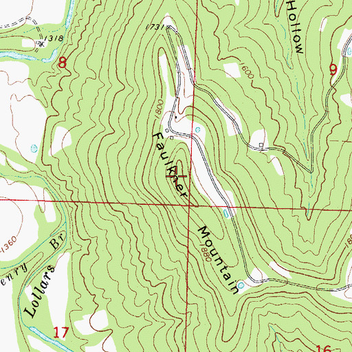 Topographic Map of Faulkner Mountain, AR
