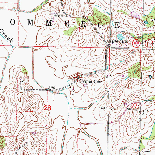 Topographic Map of Clymer Cemetery, MO