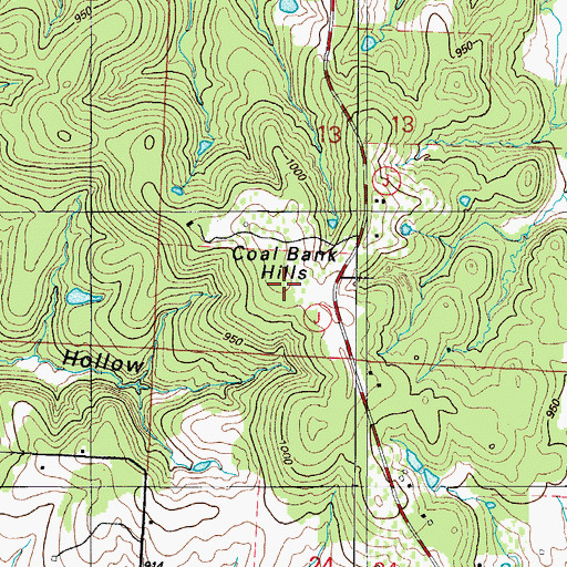 Topographic Map of Coal Bank Hills, MO