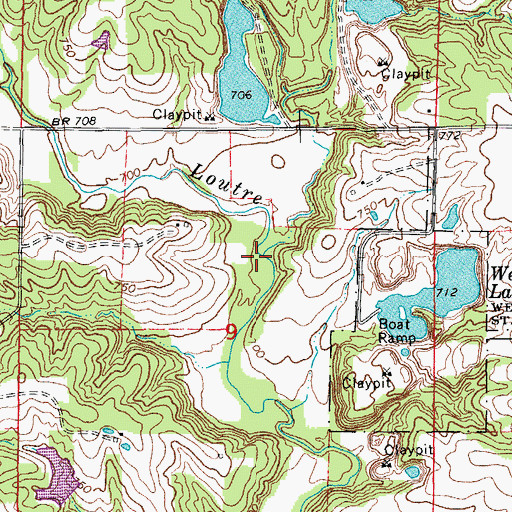 Topographic Map of Coal Branch, MO