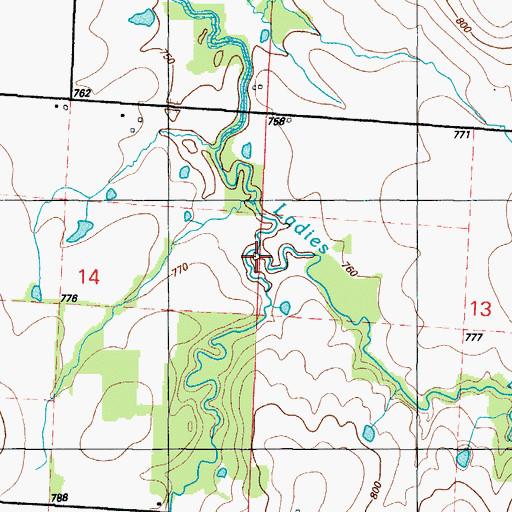 Topographic Map of Coal Creek, MO
