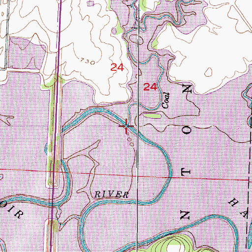 Topographic Map of Coal Creek, MO