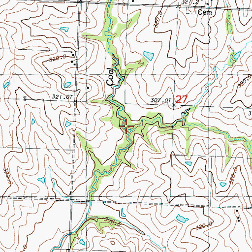 Topographic Map of Coal Creek, MO