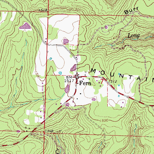 Topographic Map of Fern, AR