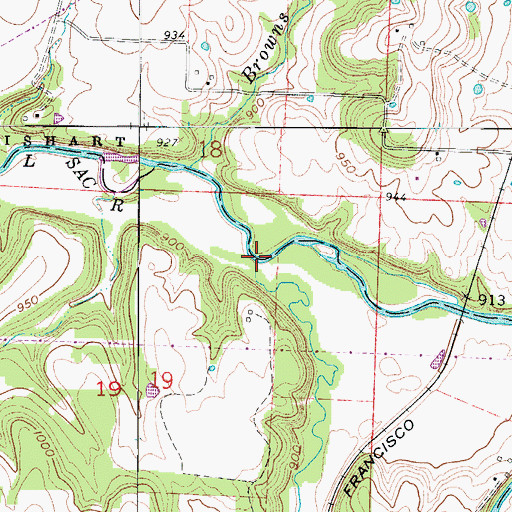 Topographic Map of Coates Branch, MO