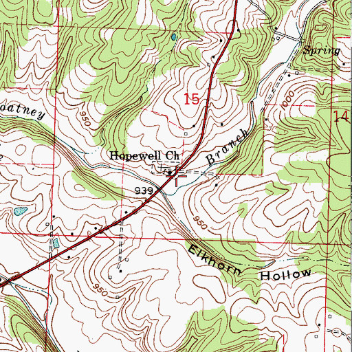 Topographic Map of Coatney Hollow, MO