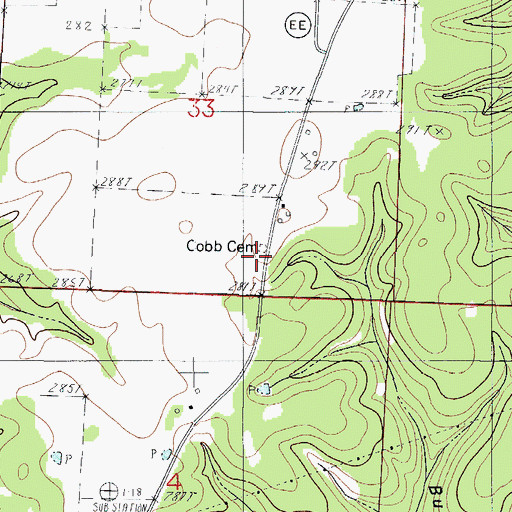 Topographic Map of Cobb Cemetery, MO