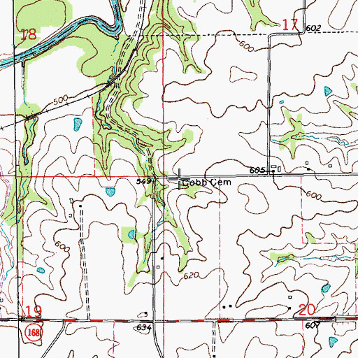Topographic Map of Cobb Cemetery, MO
