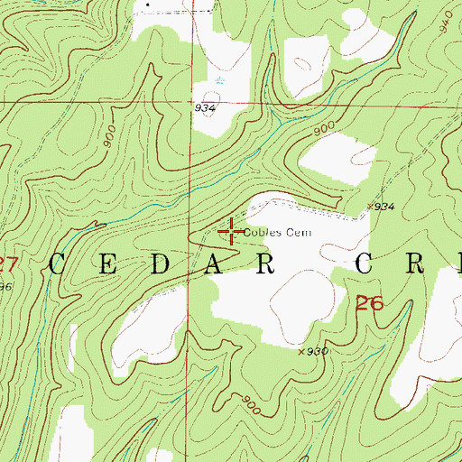 Topographic Map of Cobles Cemetery, MO