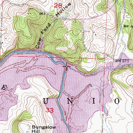 Topographic Map of Coffman Branch, MO