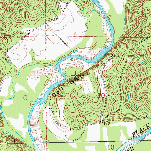 Topographic Map of Coil Bluff, MO