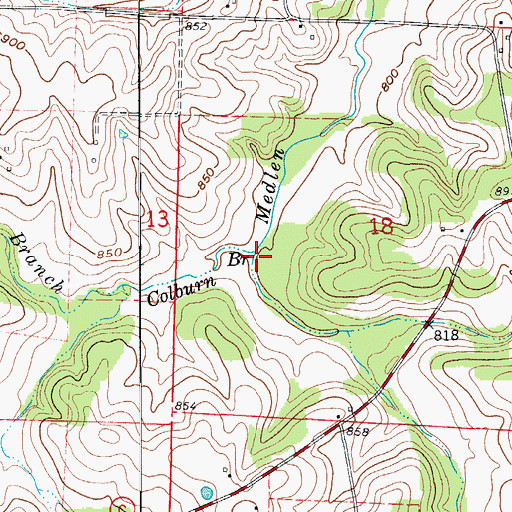 Topographic Map of Colburn Branch, MO