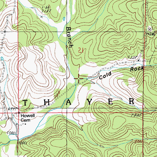 Topographic Map of Cold Rock Hollow, MO