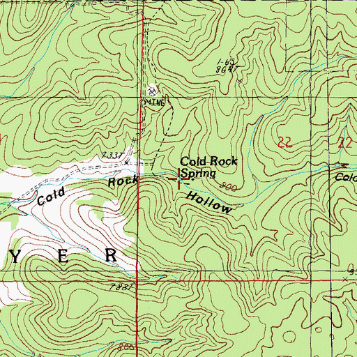 Topographic Map of Cold Rock Spring, MO