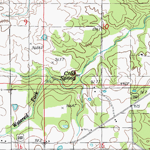 Topographic Map of Cold Spring, MO