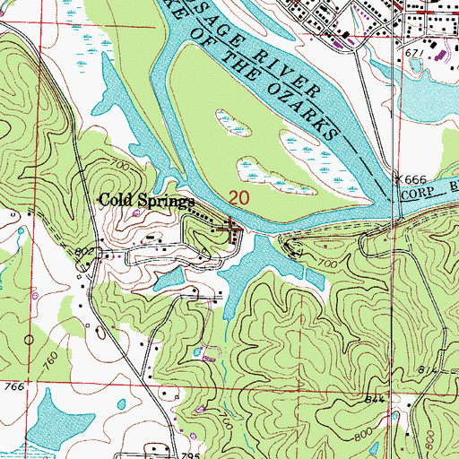 Topographic Map of Cold Springs, MO