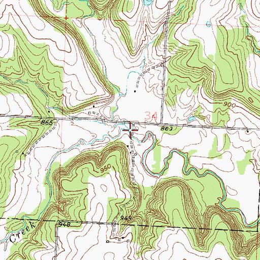 Topographic Map of Coldwater Creek, MO