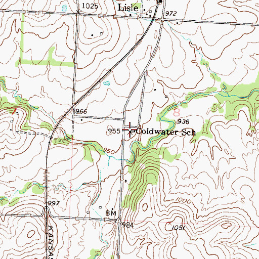 Topographic Map of Coldwater School (historical), MO