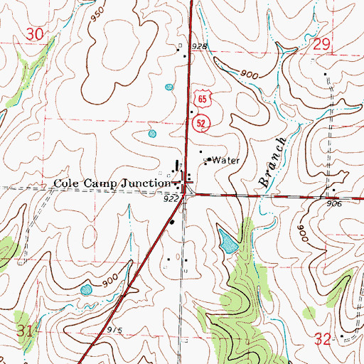 Topographic Map of Cole Camp Junction, MO