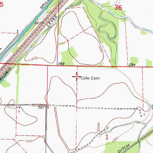 Topographic Map of Cole Cemetery, MO