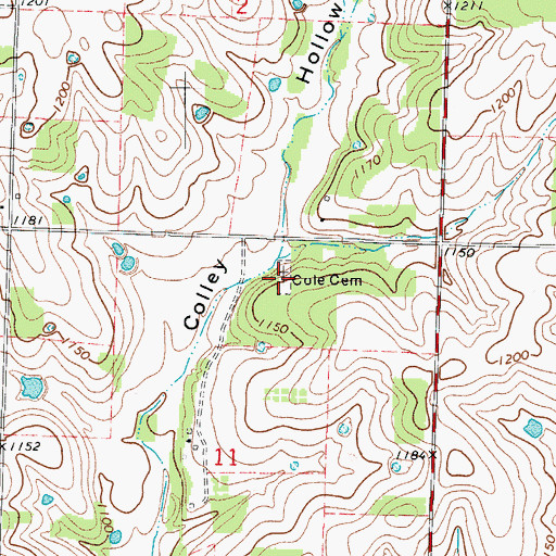Topographic Map of Cole Cemetery, MO