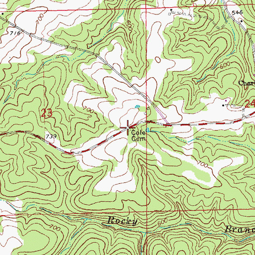 Topographic Map of Cole Cemetery, MO