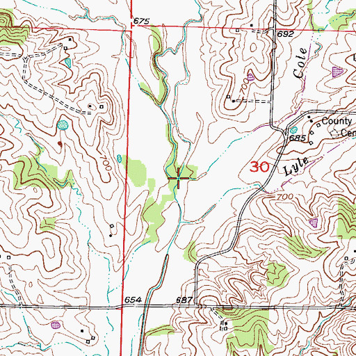Topographic Map of Cole Creek, MO