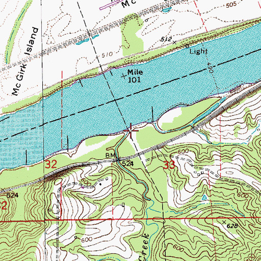 Topographic Map of Cole Creek, MO
