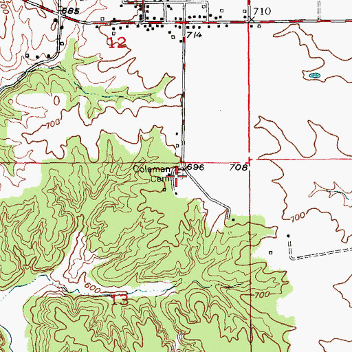 Topographic Map of Coleman Cemetery, MO