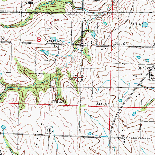 Topographic Map of Coleman Cemetery, MO
