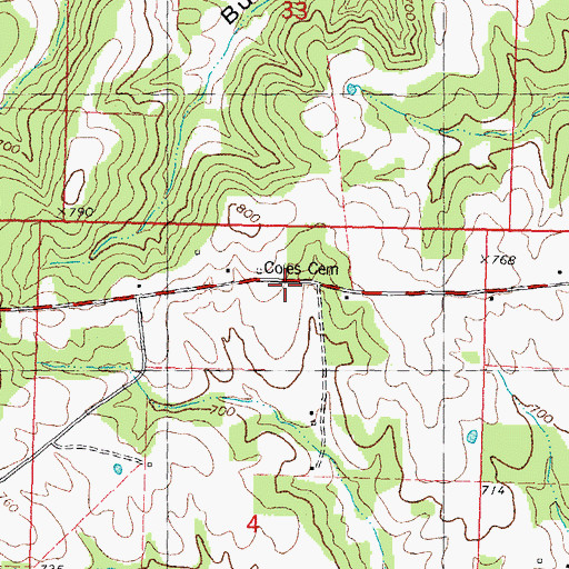 Topographic Map of Coles School (historical), MO