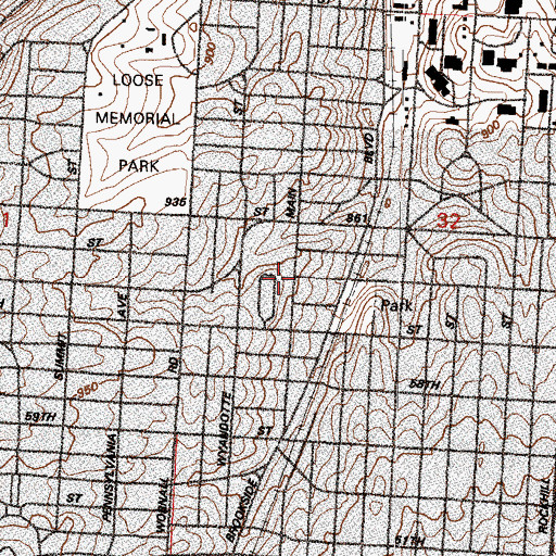 Topographic Map of Saint Teresa's Academy, MO
