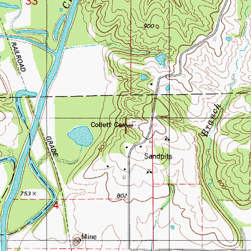 Topographic Map of Collett Cemetery, MO