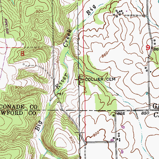 Topographic Map of Collier Cemetery, MO