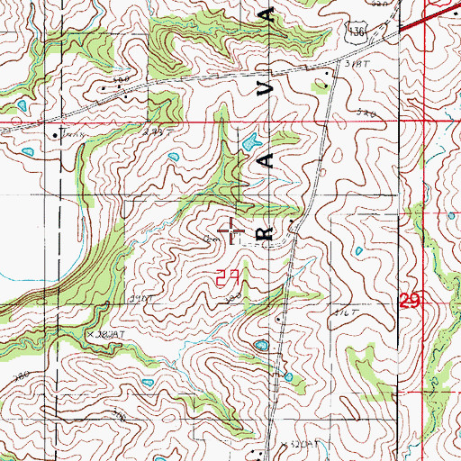 Topographic Map of Collins Cemetery, MO