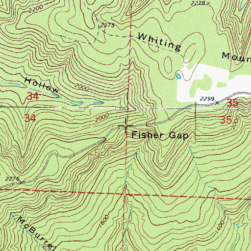 Topographic Map of Fisher Gap, AR
