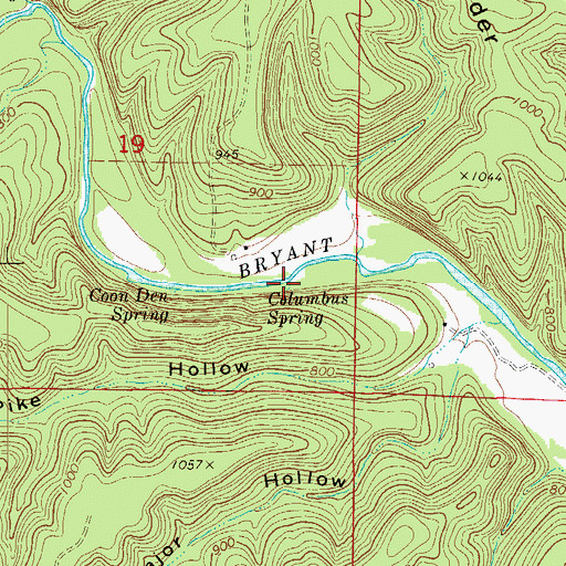 Topographic Map of Columbus Spring, MO